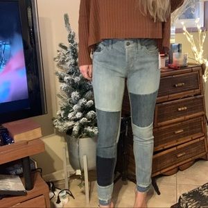 Free People Patchwork Jeans distressed hems NWT